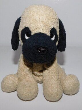 Russ Berrie Luv Pets Pug Max Tan Black Sad Eyes Bean Bag Plush 5" stuffed